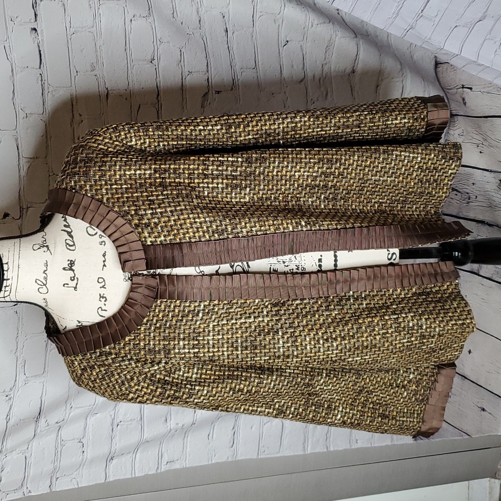 Scott Taylor Wool Blend Tweed Open Front Jacket Size 3X